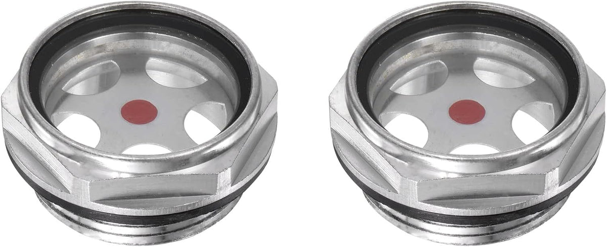 Air Compressor Oil Level Gauge Sight Glass G1-1/4 Male Threaded Aluminum Liquid Indicator Sight Window 2Pcs