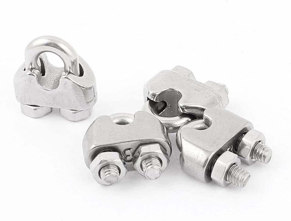 3mm 1/8 Inch Stainless Steel Wire Rope Cable Clamp Clips Fastener 4pcs