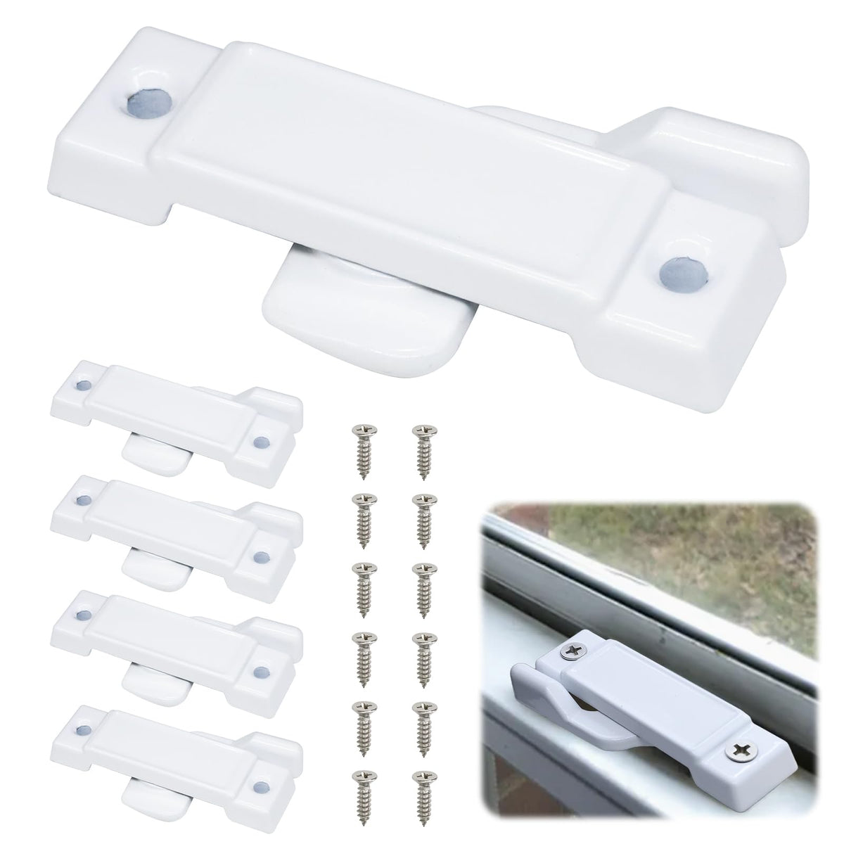 5PCS F2590 Raamlattenvergrendelingen, Wit Schuifraam Sloten