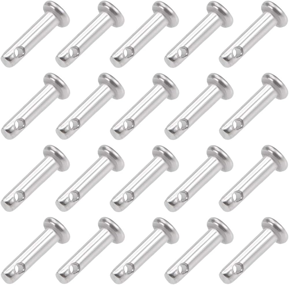 Single Hole Clevis Pins - 3mm X 12mm Flat Head 304 Stainless Steel Link Hinge Pin 20Pcs