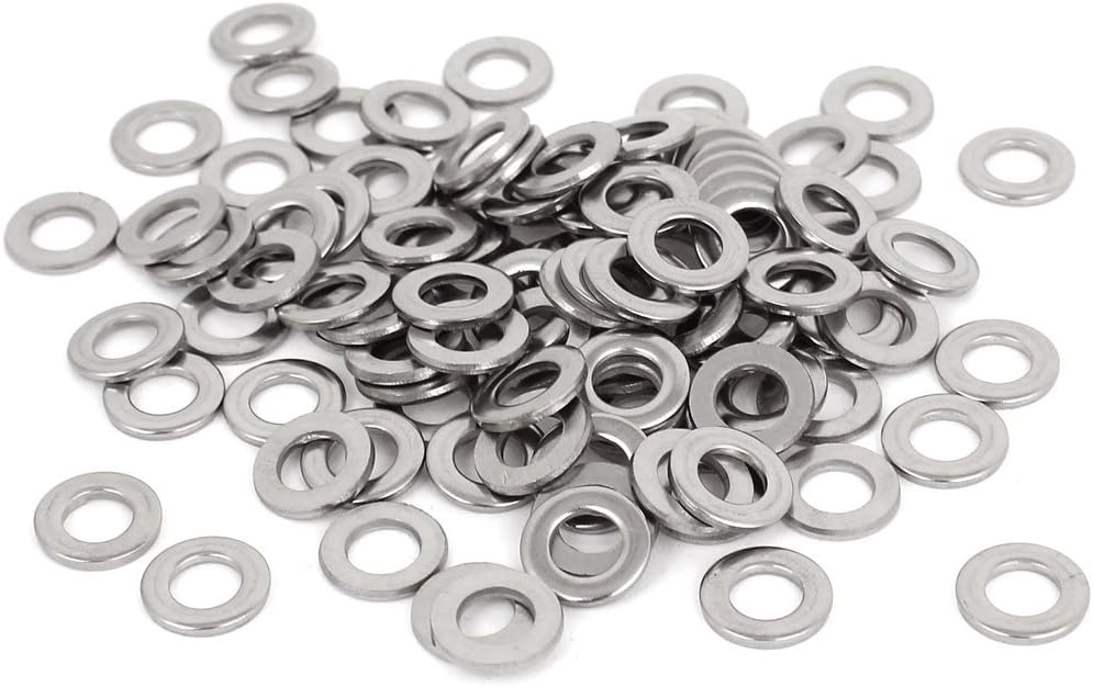 Silver Tone 304 Stainless Steel Flat Washer 1/4-inch 100pcs for Screws