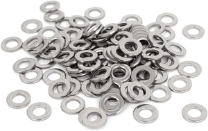 Silver Tone 304 Stainless Steel Flat Washer 1/4-inch 100pcs for Screws