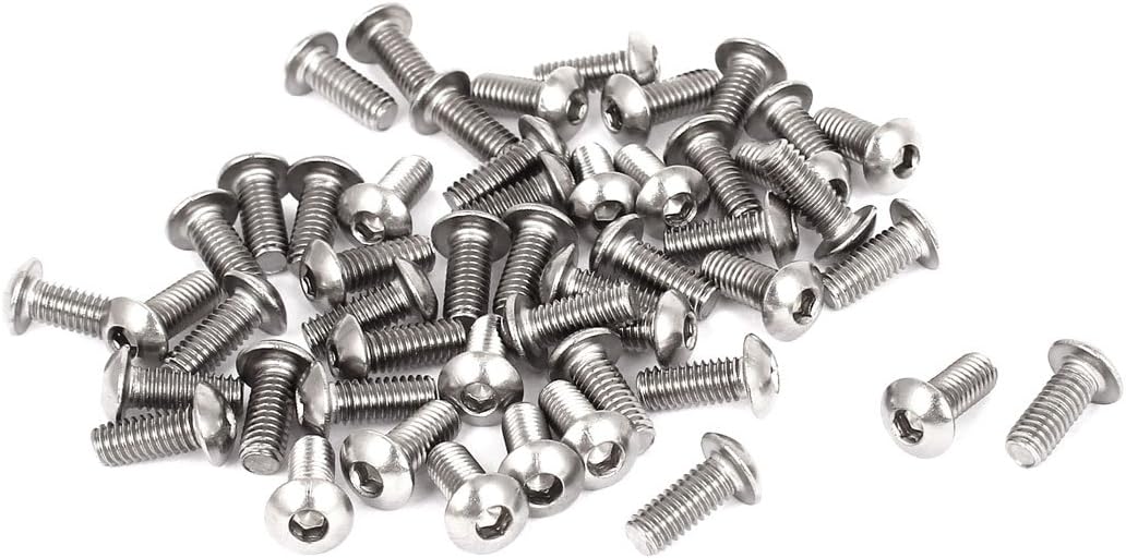 M4x10mm Stainless Steel Hex Socket Button Head Screws Bolts 50 Pcs