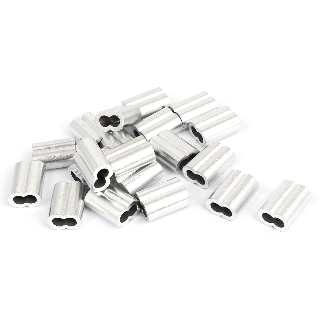 Aluminum Swage Sleeve 3/16 inches Wire Rope Clamp Clip Silver Tone 20 Pcs