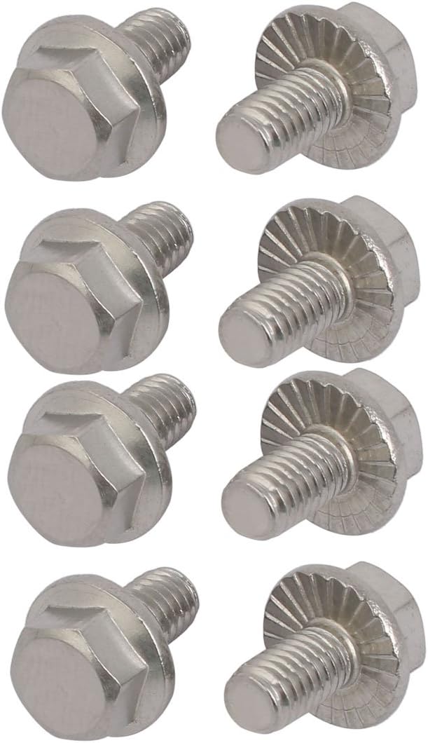 M6x10mm Thread 304 Stainless Steel Hex Head Serrated Flange Screw Bolt 8pcs