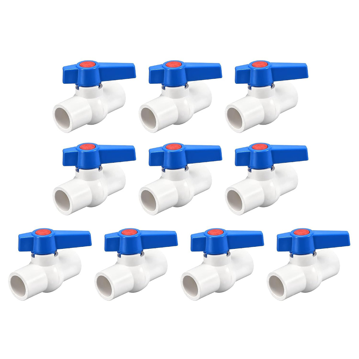 Ball Valve, 20mm ID PVC Socket End Shut off Valve for Aquarium Setup, Sump Pump, Pool, Garden Sprinkler White Blue 10Pcs