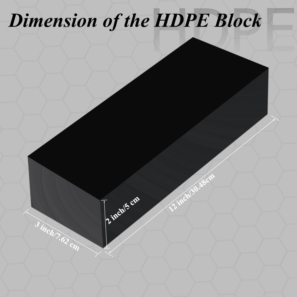LinkMejor HDPE Block Black HDPE Plastic Sheet 3'' x 12'' x2'' (50mm Thick) High Density Polyethylene Rectangular Solid Plastic Block for DIY Projects, Crafts, Machining, Home Improvement