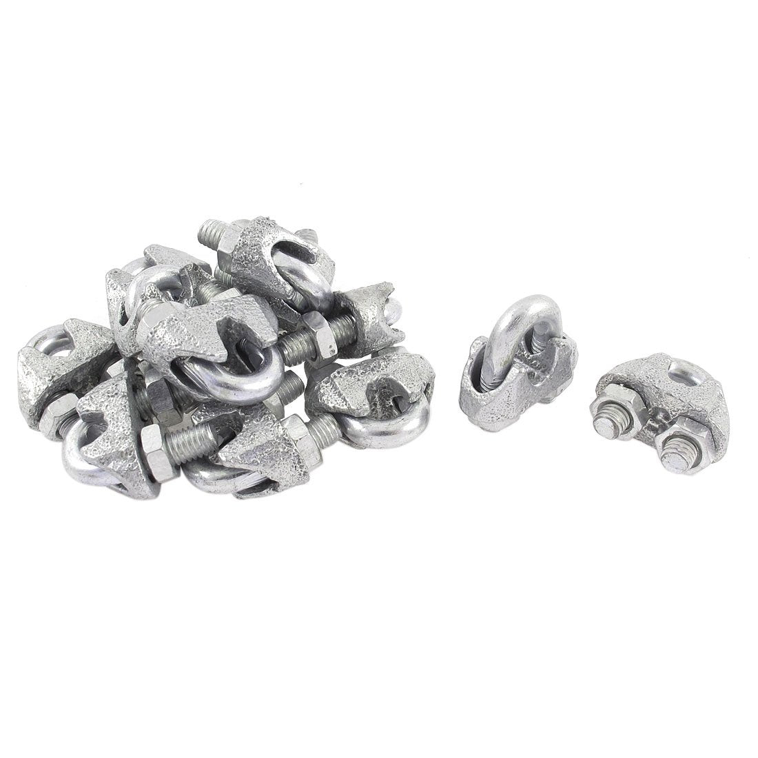 5mm 1/4 Inch Metal Wire Rope Cable Clamp Clips 12pcs