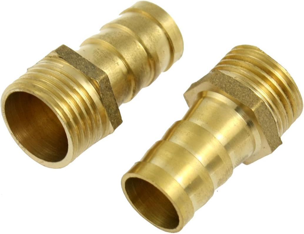 5/8" Inside Dia Hose 1/2" PT Thread Brass Straight Barb Barbed Connector 2 Pcs