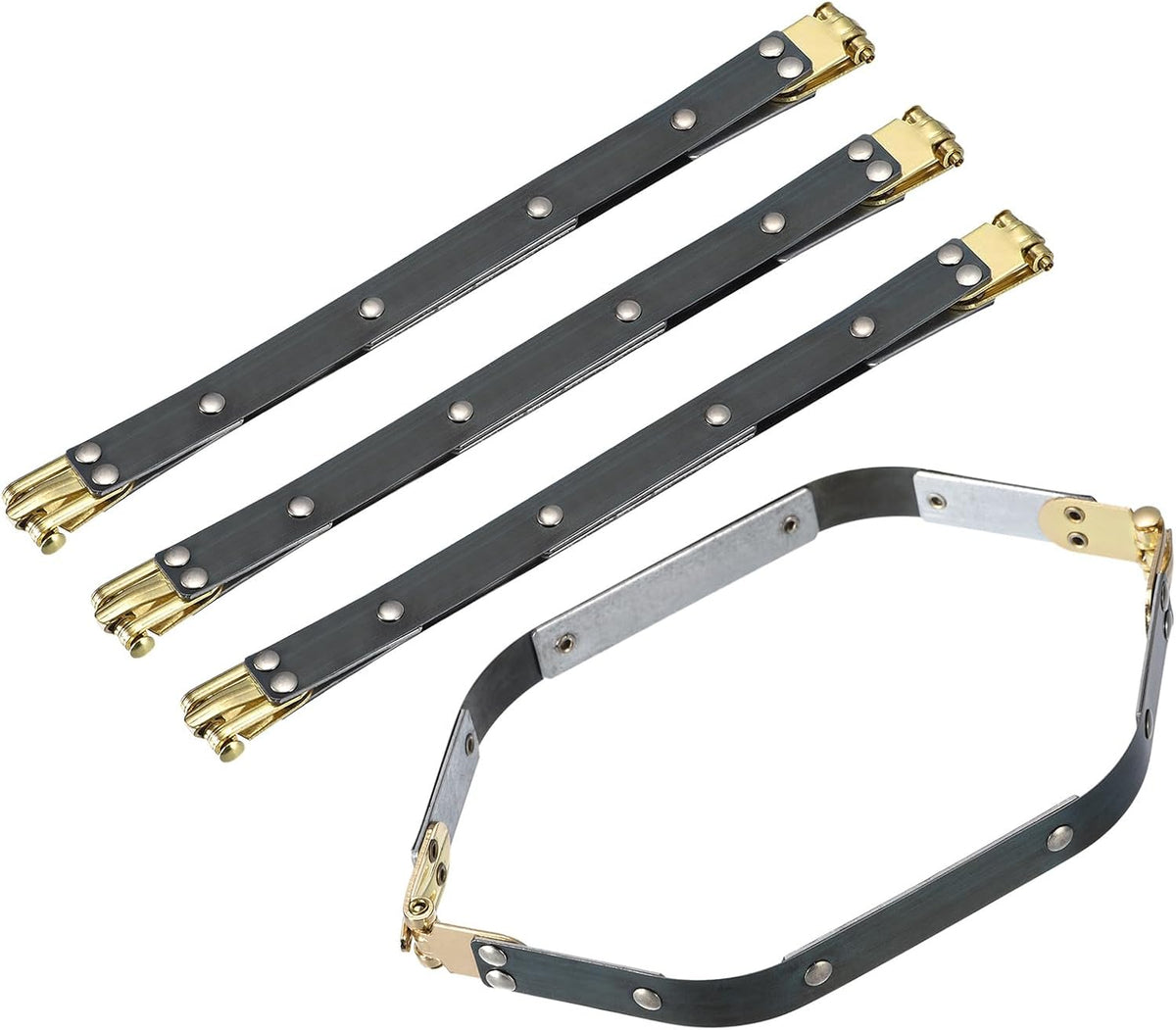 Metal Internal Flex Frames, 4Pcs 9.84"x0.55" Hexagon Lock Frame Kiss Lock Clasp Bag Frame Hardware Replacements for DIY Purse Handle Bag Making Sewing Craft Carpet