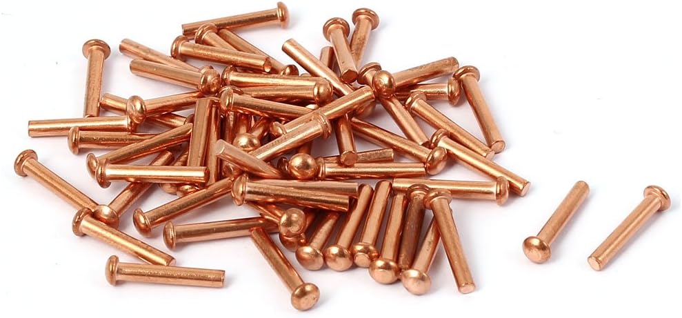 13mm Length 2mm x 12mm Round Head Copper Solid Rivets Gold Tone 40 Pcs
