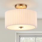 LinkMejor 12.2" Semi Flush Mount Ceiling Light, 2-Light Drum Light Fixture