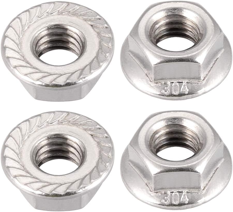 5/16-18 Serrated Flange Hex Lock Nuts, 304 Stainless Steel, 4 Pcs