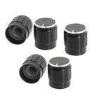 a13041000ux0022 Potentiometer Control Knobs, 5 Piece, Black, Metal 6 mm Knurled Shaft Insert Diameter
