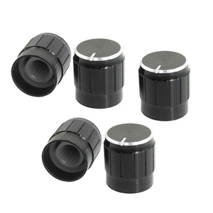 a13041000ux0022 Potentiometer Control Knobs, 5 Piece, Black, Metal 6 mm Knurled Shaft Insert Diameter