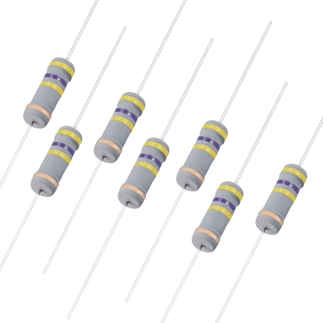 50Pcs 470K Ohm Resistor, 2W 5% Tolerance Carbon Film Resistors, 4 Bands for DIY Electronic Projects and Experiments