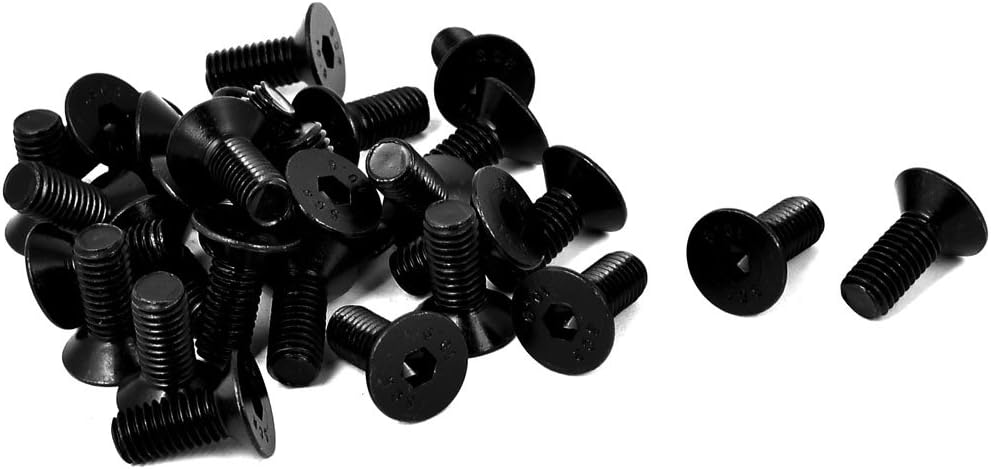 M8x20mm 10.9 Carbon Steel Countersunk Head Hex Socket Screw 30pcs