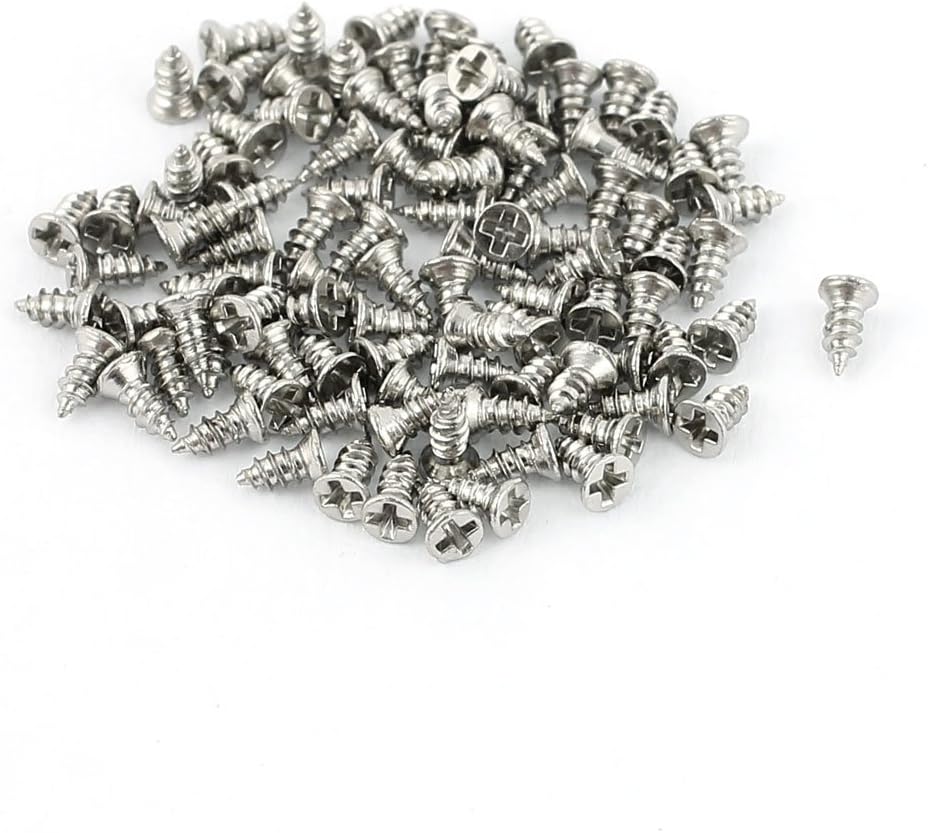 100pcs M1.2 x 3mm Stainless Steel Phillips Flat Head Self-Taping Screws
