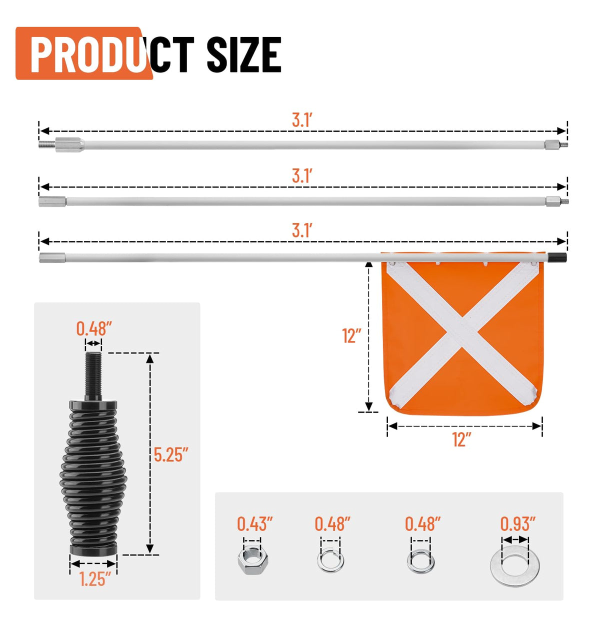 LinkMejor Sand Safety Flag dengan Bracket Mounting Base