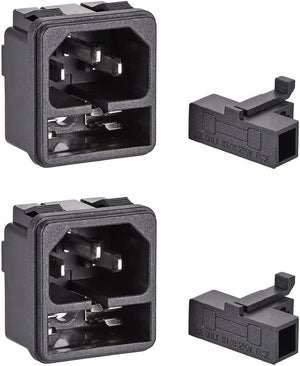 แปลงปลั๋งเชื่อมต่อปลั๋งเข้าเครื่องงาน AC 250V 10A C14 3 ตะขอ IEC Inlet Plug ปลั๋งสามแบบ แพ็คของ 2