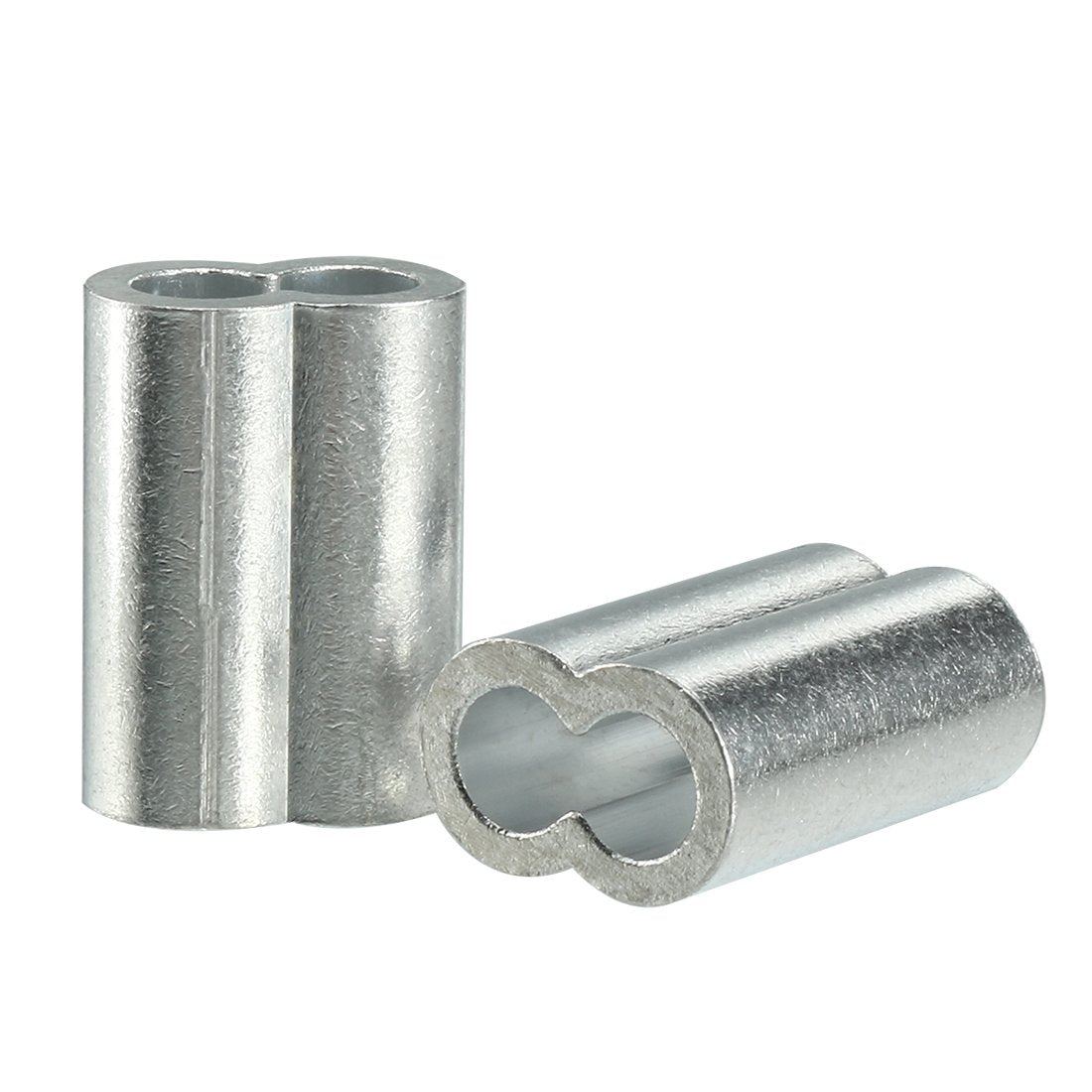 Aluminum Crimping Loop Sleeve Double Barrel for 7/32" - 1/4" Wire Rope Pack of 25
