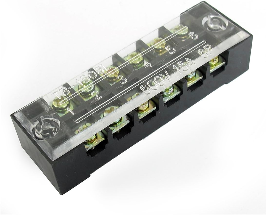 600V 15A 6P 2 Rows 12 Screw Terminal Barrier Strip Block Cable Board