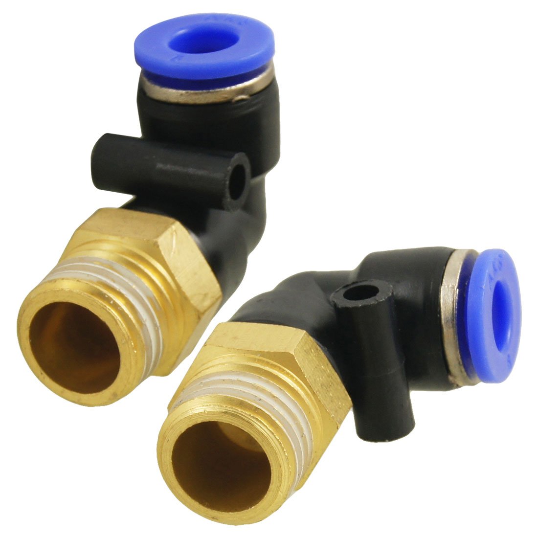 2 Pcs 1/4" Male Thread to 6mm Elbow Pneumatic Connector Fittings