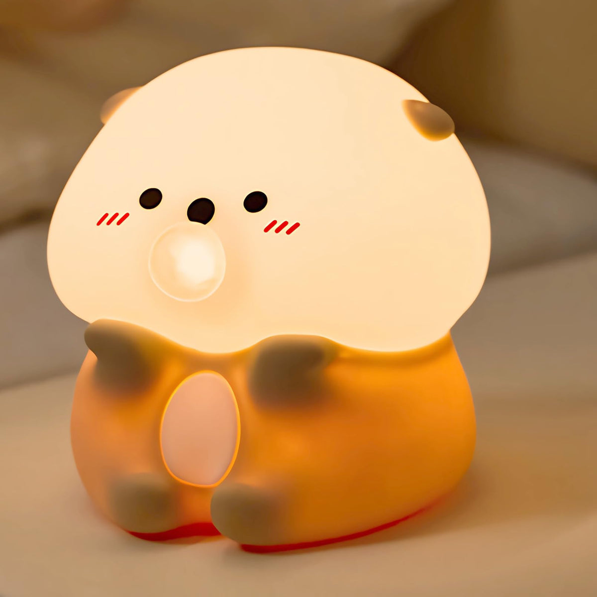 LinkMejor Bubble Blowing Otter Night Light, 3-Level Dimmable USB Rechargeable Lamp with Timer, Soothing Animal Toy for Nursery Bedroom Dorm Decor, Gift for Boys Girls Teens Adults