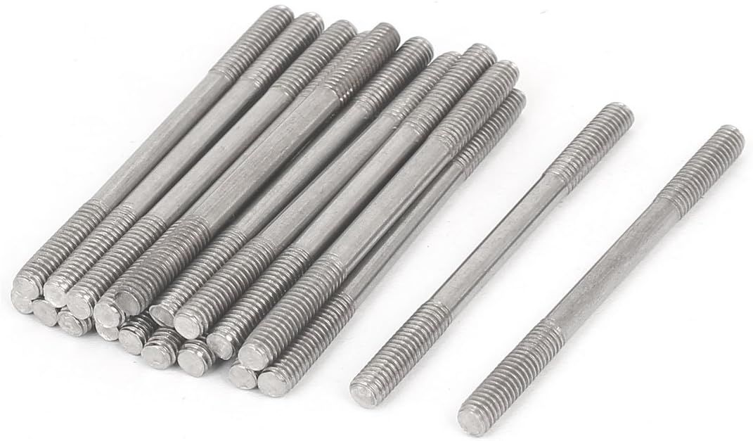 M4x55mm 304 Stainless Steel Double End Threaded Stud Screw Bolt 20pcs