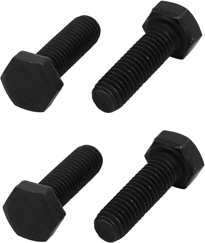 8.8 Grade M5x16mm Full Threaded Left Hand Thread Hex Head Bolt Black 4pcs