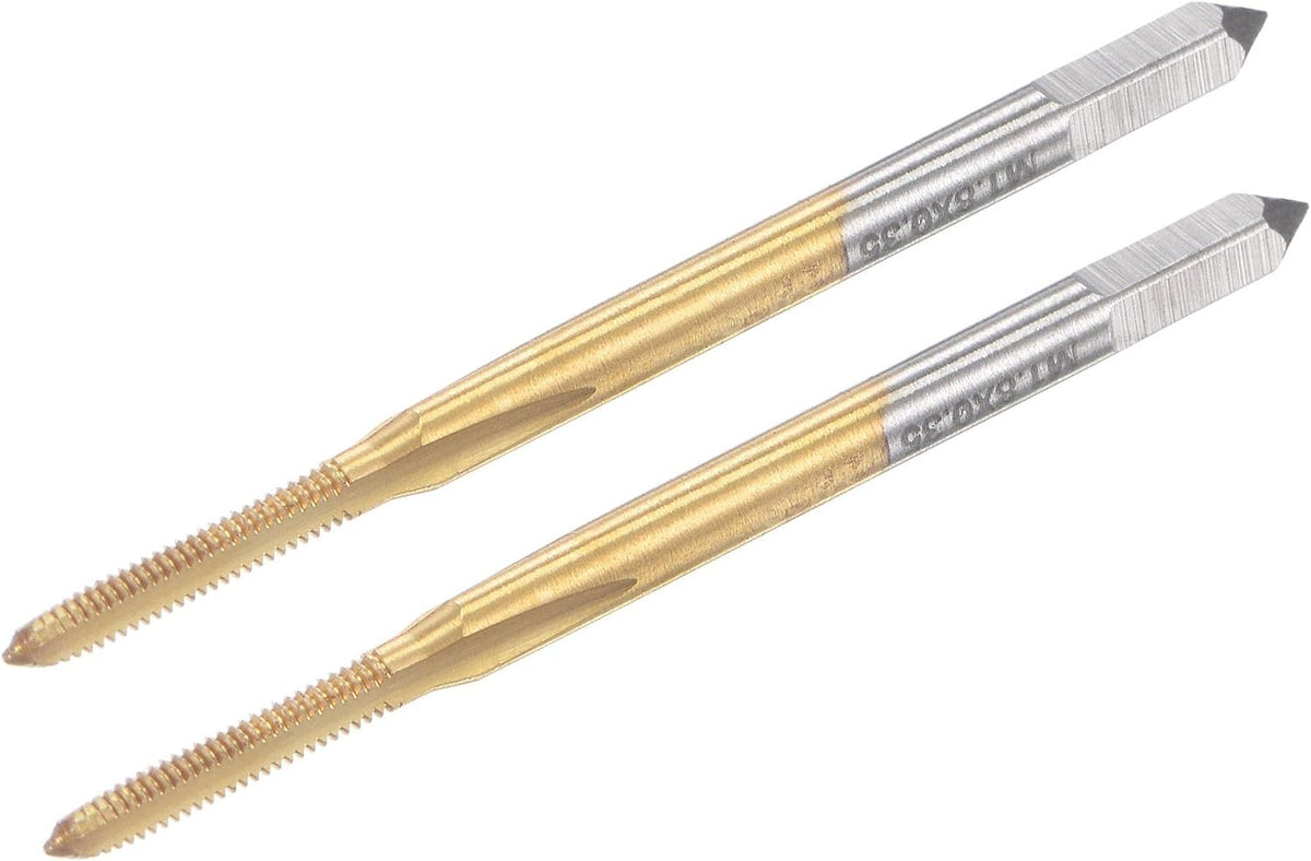 Thread Tap Metric M1.8 x 0.35, Titanium Coated Cobalt HSS (High Speed Steel) 3 Straight Flutes Machine Mini Micro Screw Threading Tapping Repair Tool for Watches and Clocks, 2pcs
