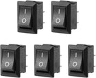 5PCS KCD11 AC 125V/6A 250V/3A SPST 2 Terminal 2 Position On/Off Boat Rocker Switch Black