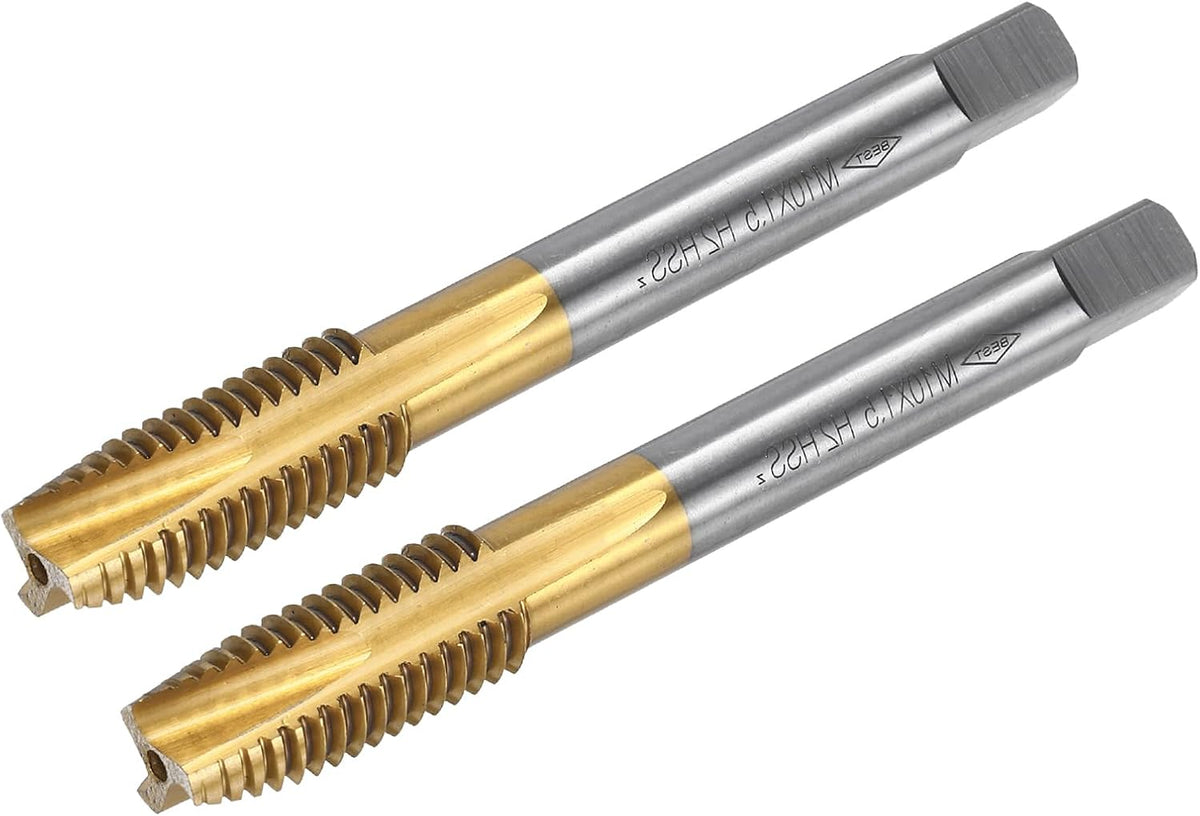 Spiral Point Plug Skruvfräs M16 x 2 Skruv, Grundade Skruvar H2 3 Flikar, Hög hastighetssvetsstål 6542, Titanbelagd, Metrisk Skruvfräsning Tapp för Skruvreparation, 2st