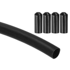 6.56 ft 4:1 Ratio Heat Shrink Tubing, 0.31" ID Wire Heat Shrink Tube with End Cap, Waterproof Tubing Adhesive Shrinkable Wire Wrap Tube for Cable Sealing, Black