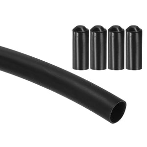 6.56 ft 4:1 Ratio Heat Shrink Tubing, 0.31" ID Wire Heat Shrink Tube with End Cap, Waterproof Tubing Adhesive Shrinkable Wire Wrap Tube for Cable Sealing, Black