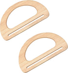 Wooden Purse Handles, 6.9" 2Pcs D Shape Handbag Handle Replacement Accessories for Purse Making DIY Handmade Beach Bag Straw Bag, Light Brown