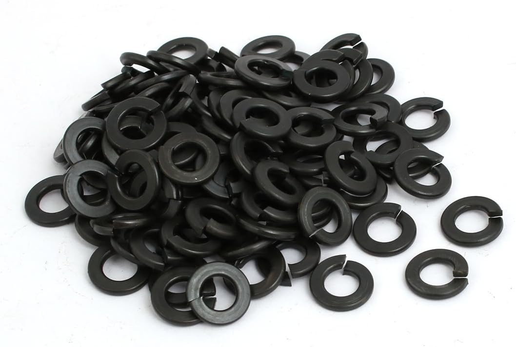 100pcs 1/4-inch Inner Dia Carbon Steel Split Lock Spring Washer Gasket Black