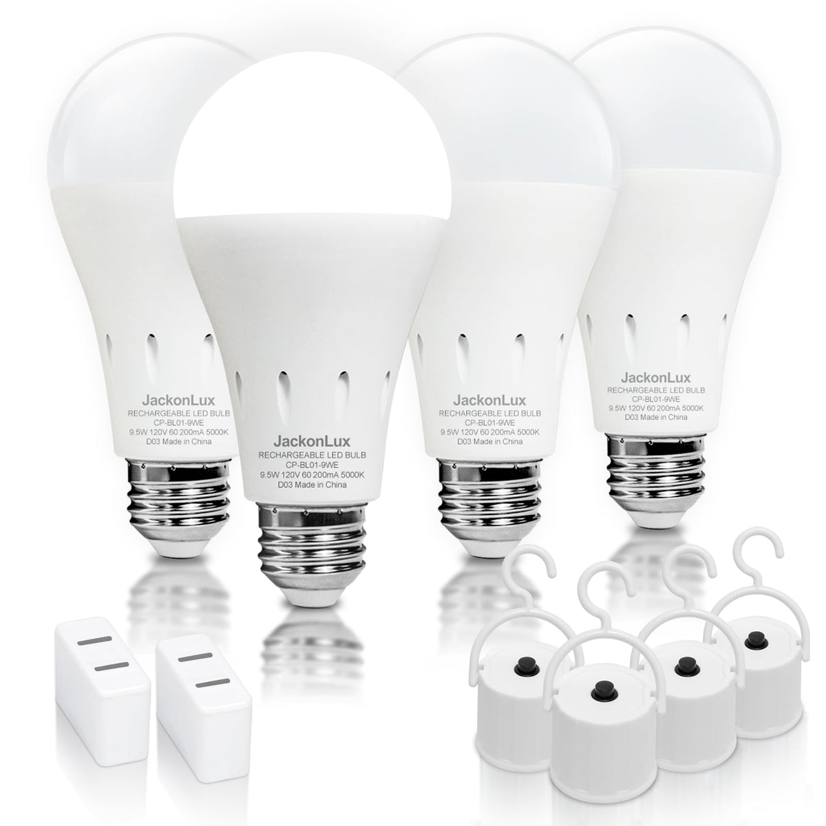 LinkMejor Lampada di Emergenza Ricaricabile, Bianco Caldo 3000K 4-Pack