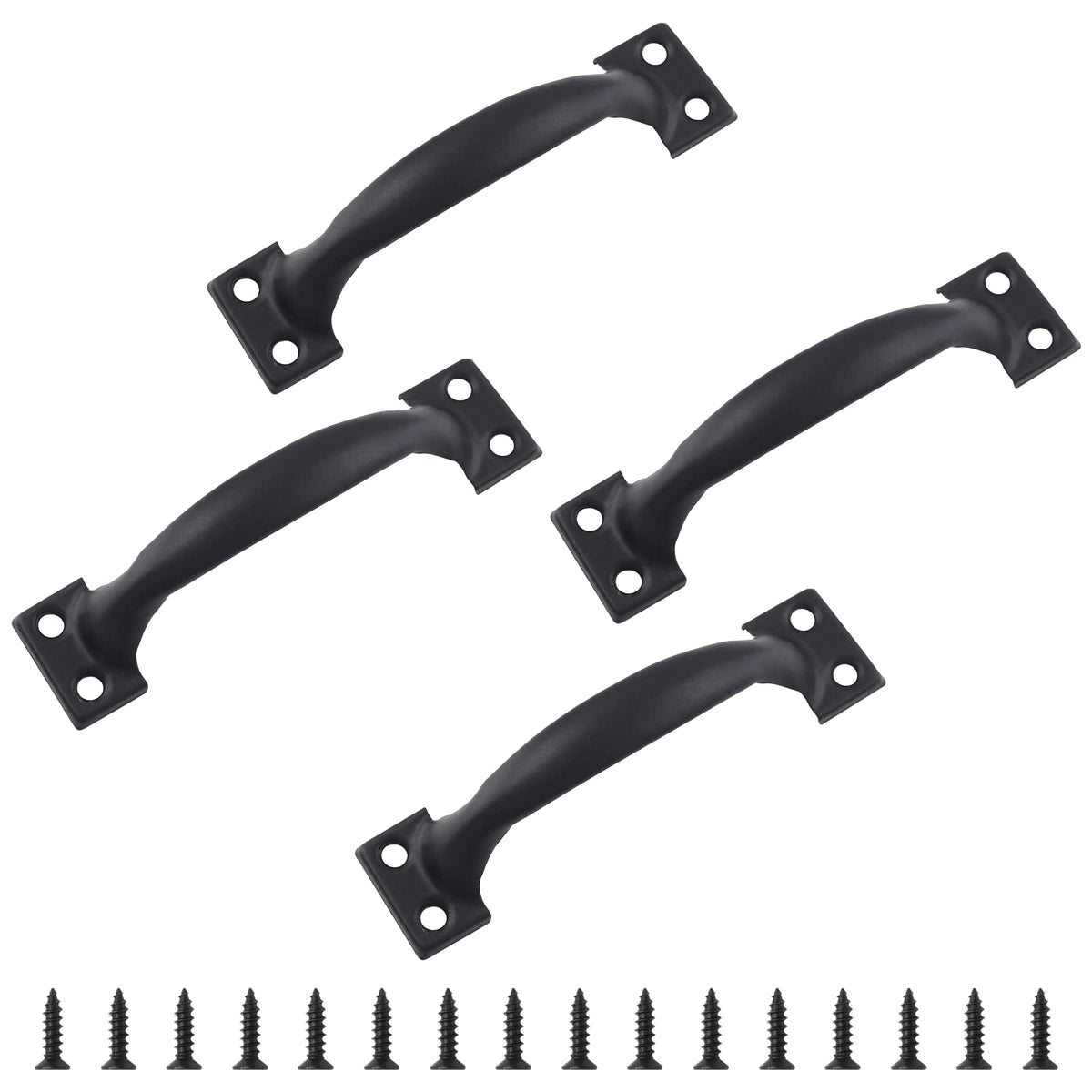 LinkMejor 4pcs 4 Inch Vintage Barn Door Pulls, Black