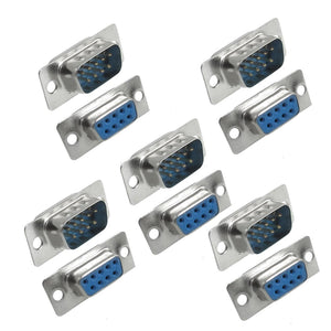 DB 9 Pin Female to Male Serial Cable Adapter, DB9 Solder Type Gender Changer Female to Male Coupler Mini Connector D-sub Contact (Pack of 10)