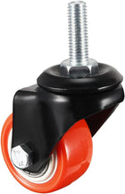1.5 Inch Swivel Caster Wheels PU 360 Degree Threaded Stem Caster Wheel Orange, M8 x 25mm, 110lb Capacity, 1 Pcs