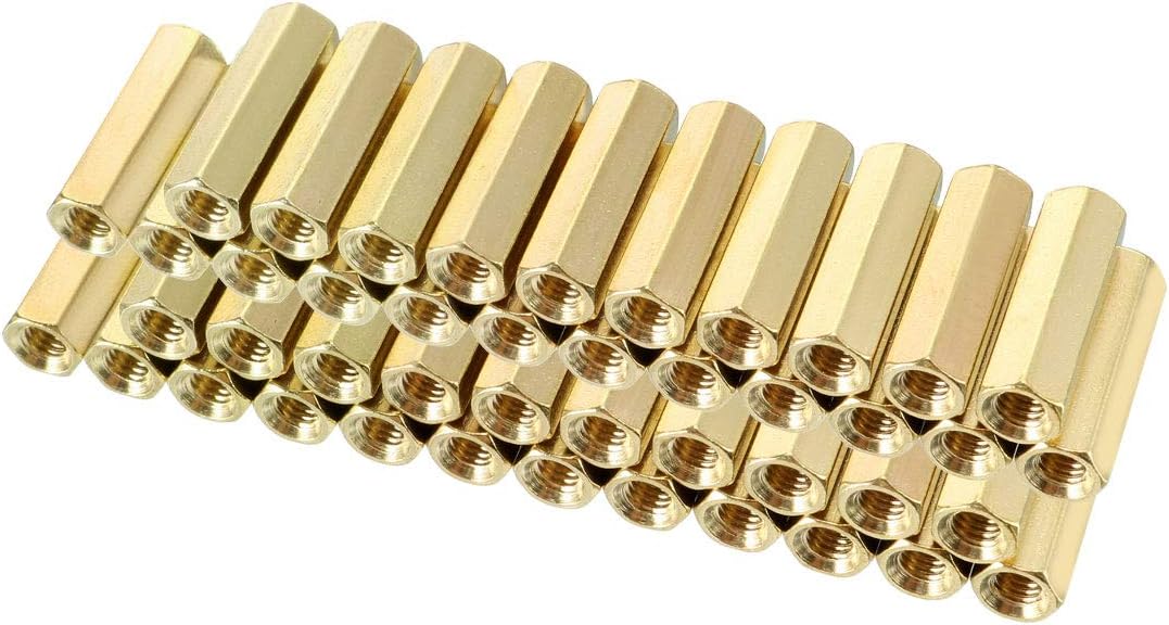 50pcs Brass Straight PCB Pillar Female Thread Hex Standoff Spacer M3x5x17mm
