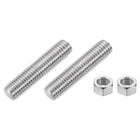5/8"-11 Fully All Threaded Rod, 2Pcs 304 Stainless Steel Long Threaded Screw 2.8" Length Right Hand Threads for Furniture Mounting Assembly Fastening