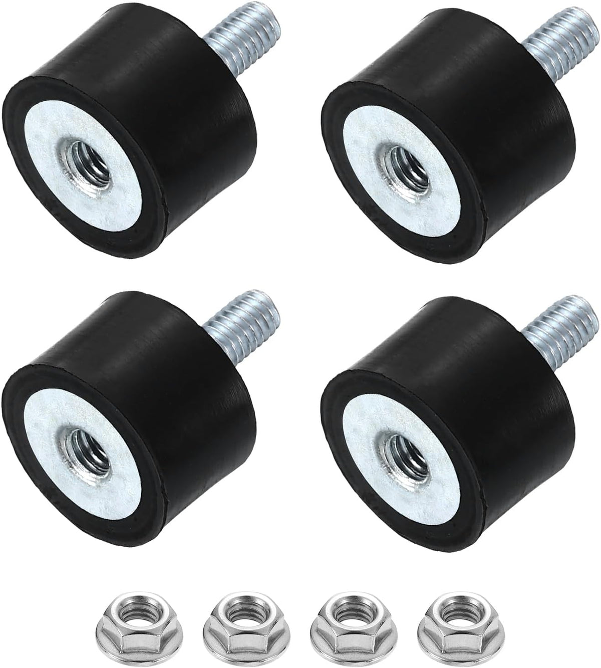 M4 Rubber Mounts, 4Pcs 15x10mm(DxH) Rubber Cylindrical Anti Vibration Isolator Shock Absorber with Lock Nut for Car Bobbin Generator Air Compressors