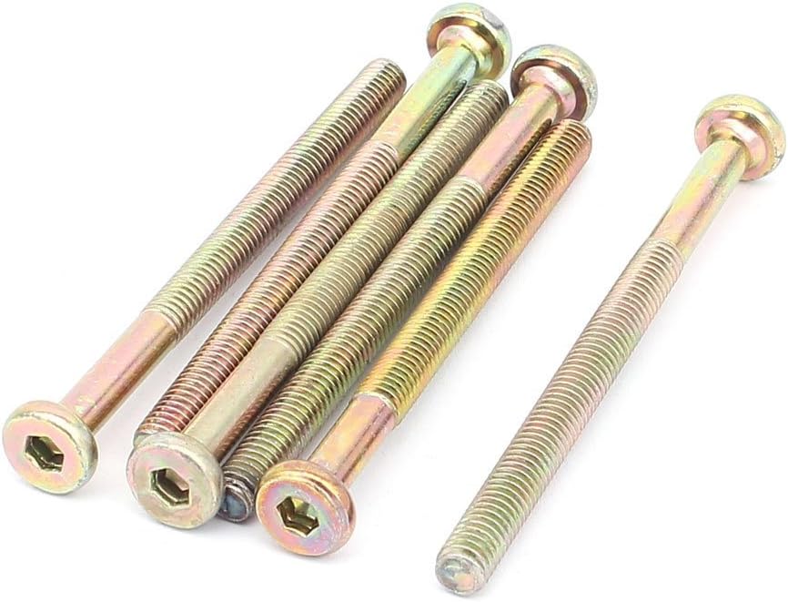 M6 x 80mm Male Thread Hex Socket Head Cap Screw Bolt Bronze Tone 6 Pcs