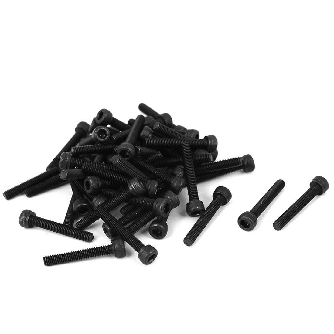 M3 x 20mm Carbon Steel Full Thread Hex Socket Cap Head Screws Bolts Black 50 Pcs