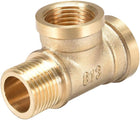 Brass Tee Pipe Fitting G1/2 Male x G1/2 Female x G1/2 Female T-Shaped Connector Pipe