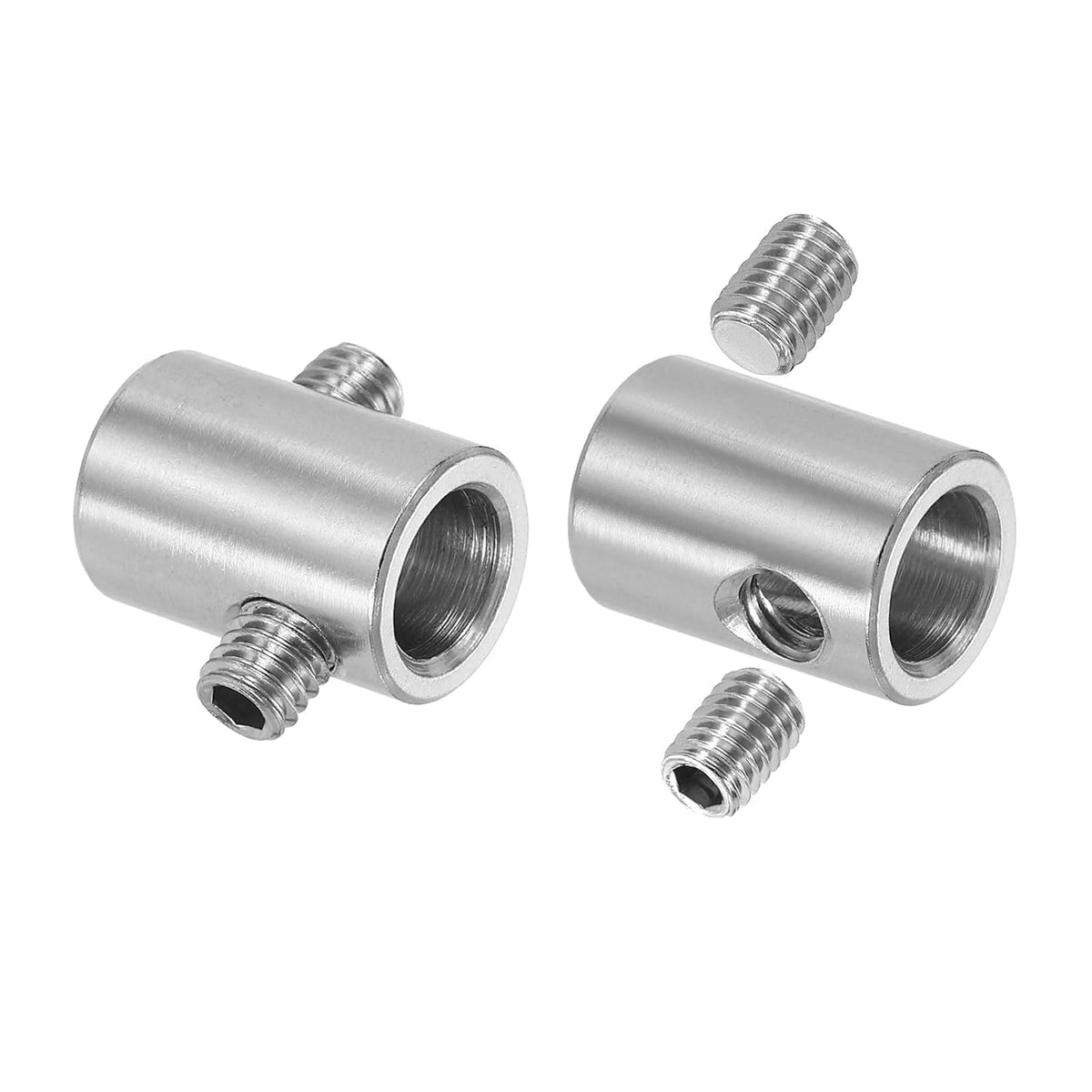 2Pcs 전선 로프 클립, 4mm ID 8mm OD 더블 홀 락 케이블 클램프, 304 스테인리스 스틸 안전 고정 부품, M4 스크루 포 케이블 라이킹, 실버