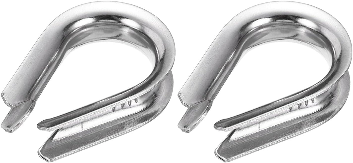 9/16" M14 Stainless Steel Thimble, 304 Stainless Steel Wire Rope Cable Thimbles Rigging Marine Grade, Silver 2Pcs