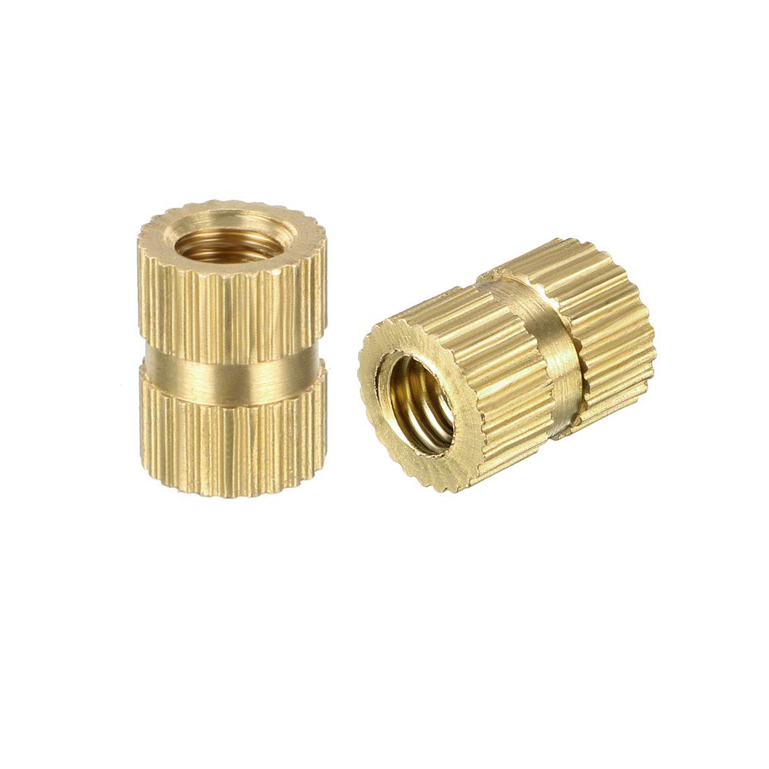 Knurled Insert Nuts - 50Pcs M4 x 8mm Length x 6.4mm OD Female Thread Brass Threaded Insert Embedment Nut for 3D Printer